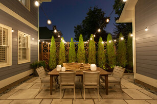 Outdoor lighting on patio for entertaining.